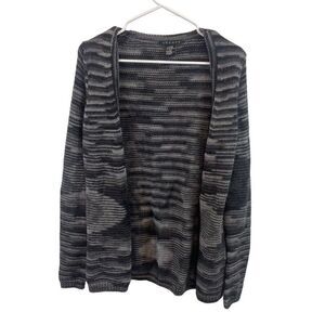 Theory 100%  Alpaca Sweater‎ Black Striped Gray Cardigan  Size Small
